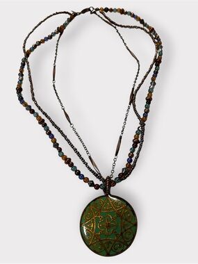 Vintage Avon NR Reversible
Medallion Pendant Necklace Nina Ricci Avon